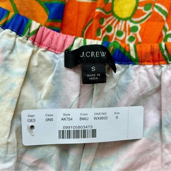 J Crew Belted Midi Dress Off Shoulder Ruffle Tropical Floral Print Size S NWT - Picture 12 of 14